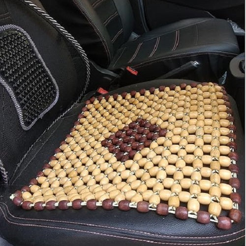 Wooden Bead Seat Cushion – Acupressure Car & Chair Mat (Beige)