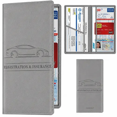 Car Document Holder – RC, Insurance & Licence Organizer | Grey