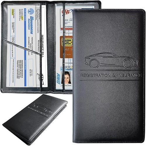 Car Document Holder – RC, Insurance & Licence Organizer | Black